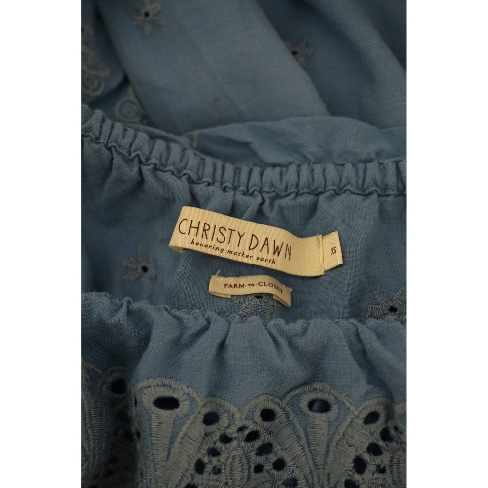 Christy Dawn Mairin Eyelet Maxi Dress Cottagecore Prairie Boho Ruffle Blue OS - Picture 13 of 15